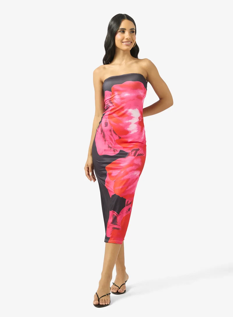Ginger Bandeau Floral Bodycon Dress